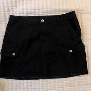 Black denim miniskirt